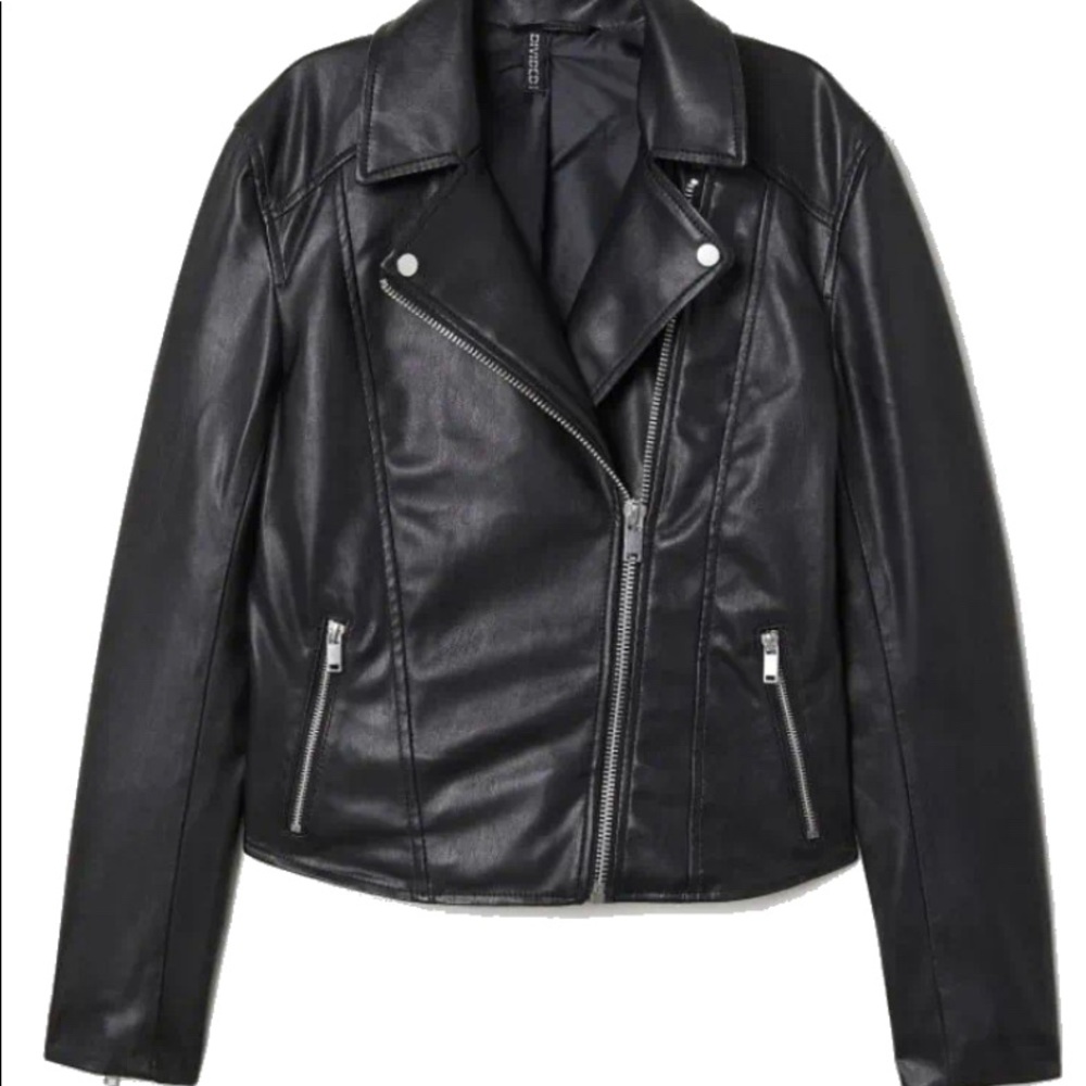 H&M Black Moto Vegan Leather Jacket